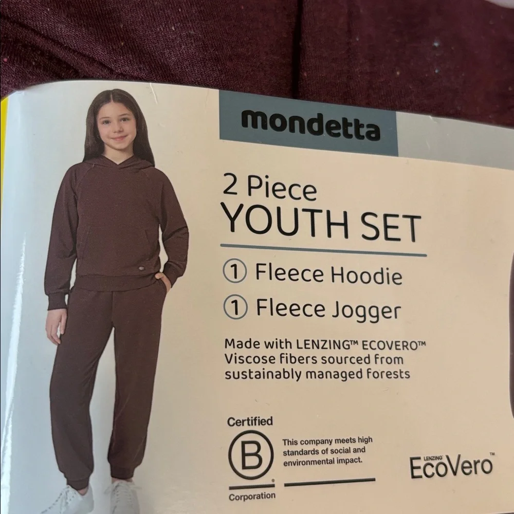 Mondetta Speckled Purple Youth Hoodie and Jogger Set Girls XS 5/6 - like new